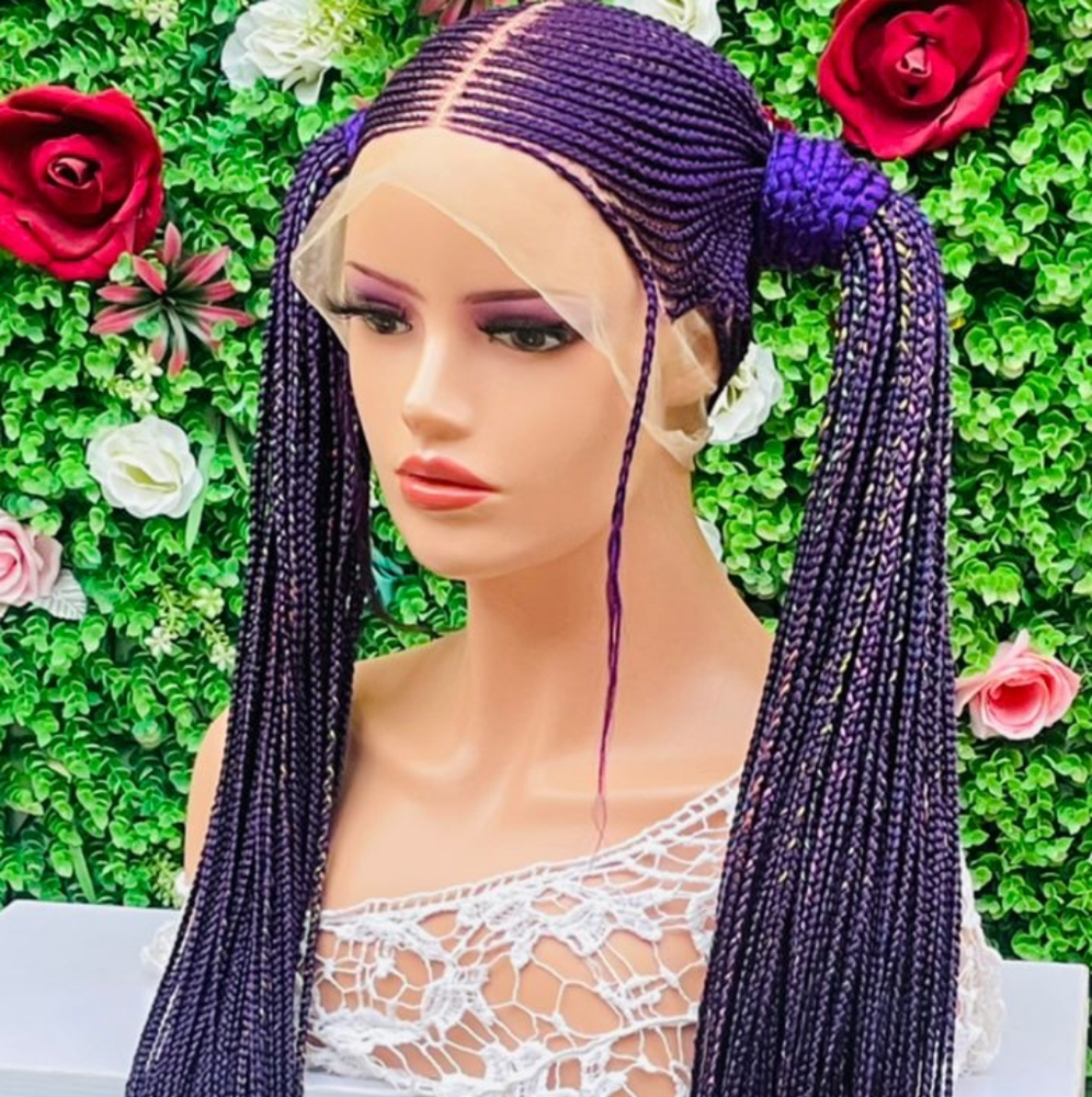 AFRICAN BRAIDED TWO PONYTAIL CONROW WIG ON FULL LACE